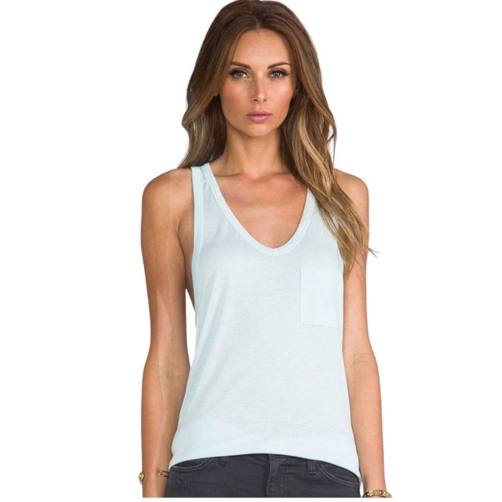 NWT T by Alexander Wang Classic Tank with Pocket in Sky Blue Size Large NEW